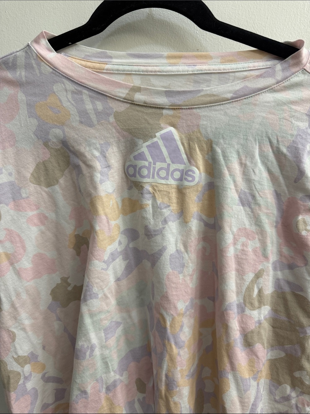 adidas Pastel Camo Graphic Tee in Lavender, Pink, Cream